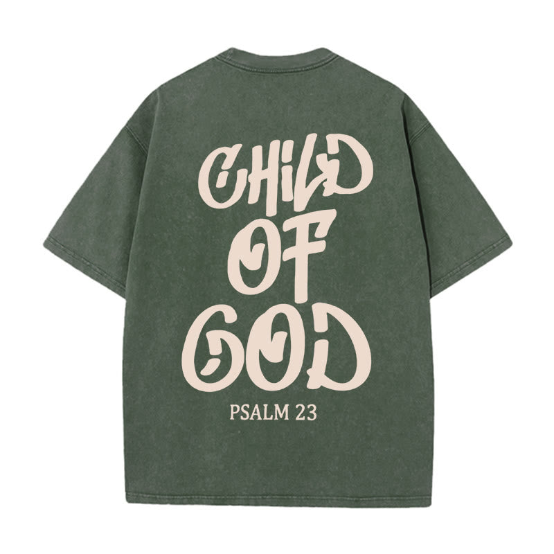 Christianartworkshop Schickes, spirituelles Kind Gottes, Psalm 23, gewaschenes Unisex-T-Shirt - Armeegrün - 5XL - image 6