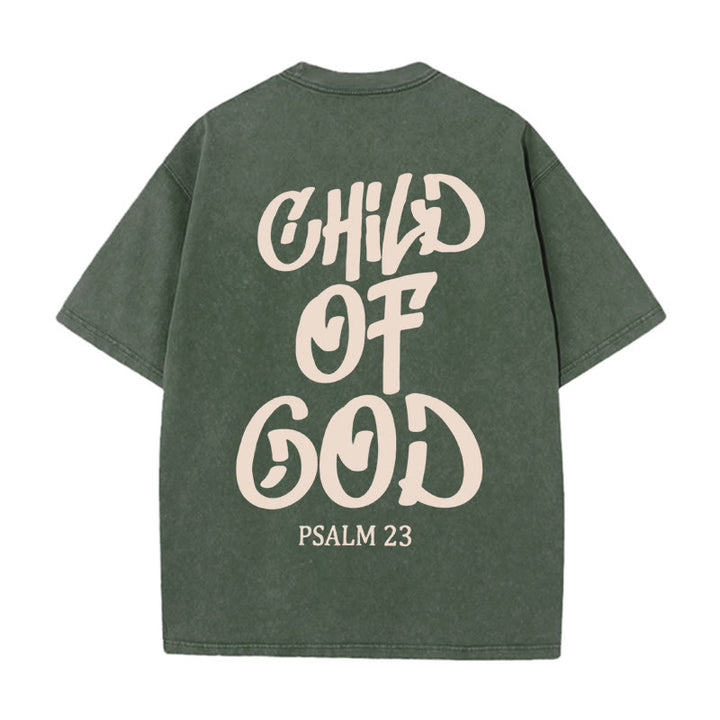 Christianartworkshop Schickes, spirituelles Kind Gottes, Psalm 23, gewaschenes Unisex-T-Shirt - Armeegrün - 5XL - image 6