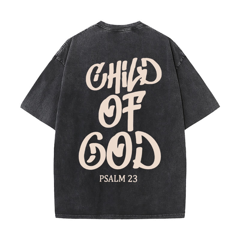Christianartworkshop Schickes, spirituelles Kind Gottes, Psalm 23, gewaschenes Unisex-T-Shirt - Schwarz - 5XL - image 2