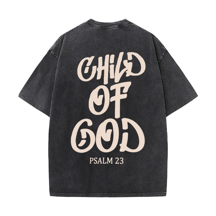 Christianartworkshop Schickes, spirituelles Kind Gottes, Psalm 23, gewaschenes Unisex-T-Shirt - Schwarz - 5XL - image 2