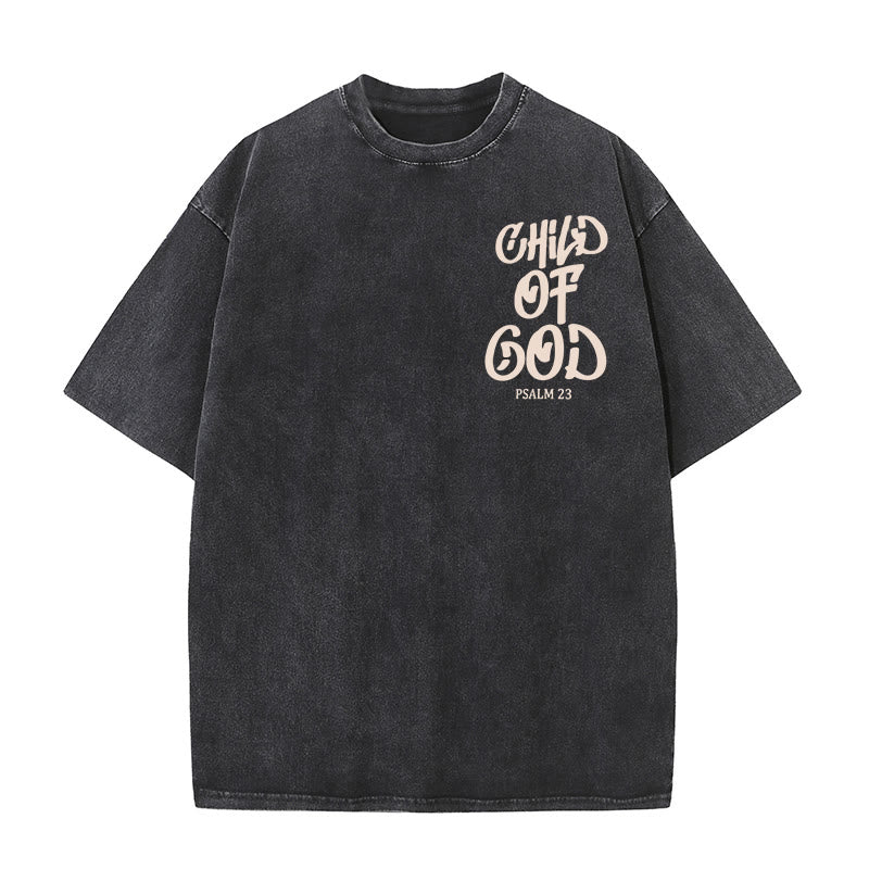 Christianartworkshop Schickes, spirituelles Kind Gottes, Psalm 23, gewaschenes Unisex-T-Shirt - image 4