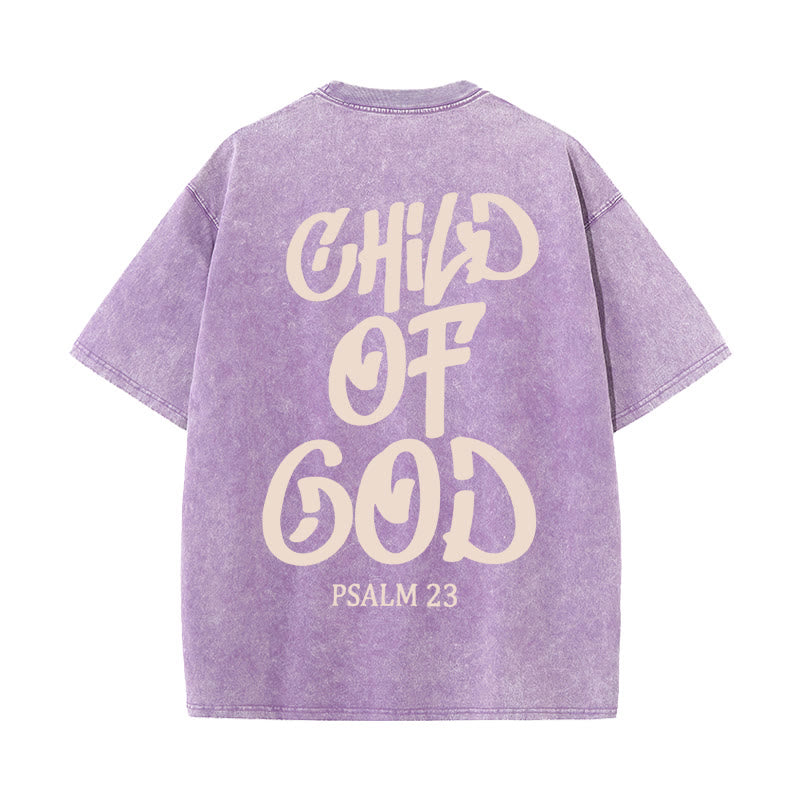 Christianartworkshop Schickes, spirituelles Kind Gottes, Psalm 23, gewaschenes Unisex-T-Shirt - Lila - 5XL - image 12