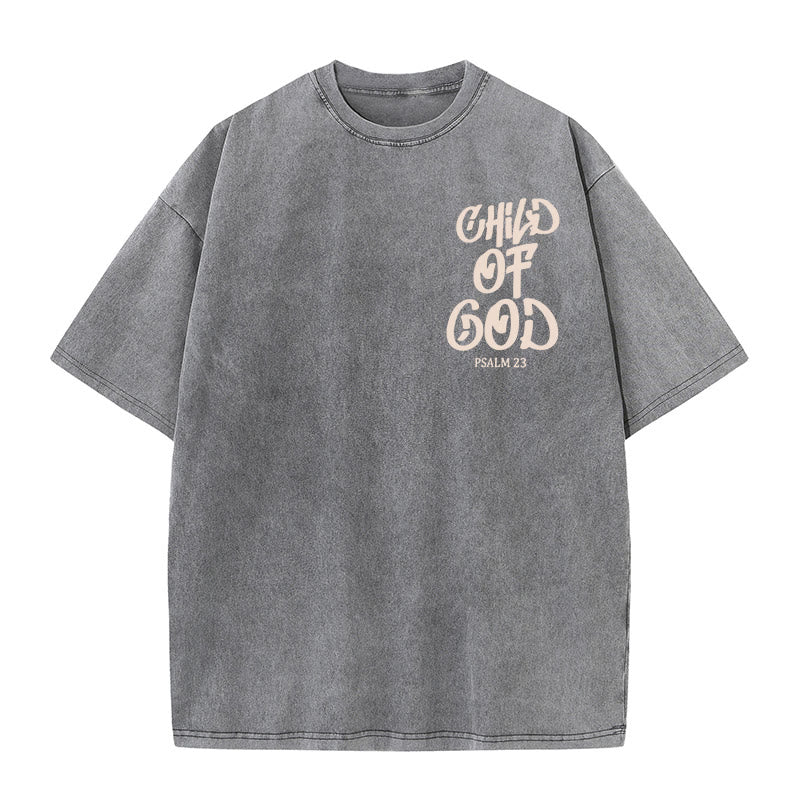 Christianartworkshop Schickes, spirituelles Kind Gottes, Psalm 23, gewaschenes Unisex-T-Shirt - image 2