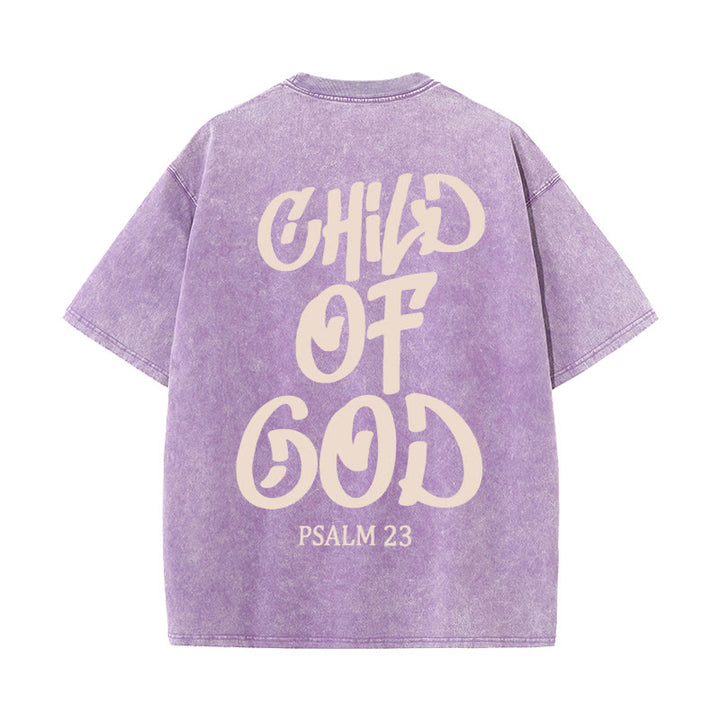 Christianartworkshop Schickes, spirituelles Kind Gottes, Psalm 23, gewaschenes Unisex-T-Shirt - Lila - 5XL - image 11