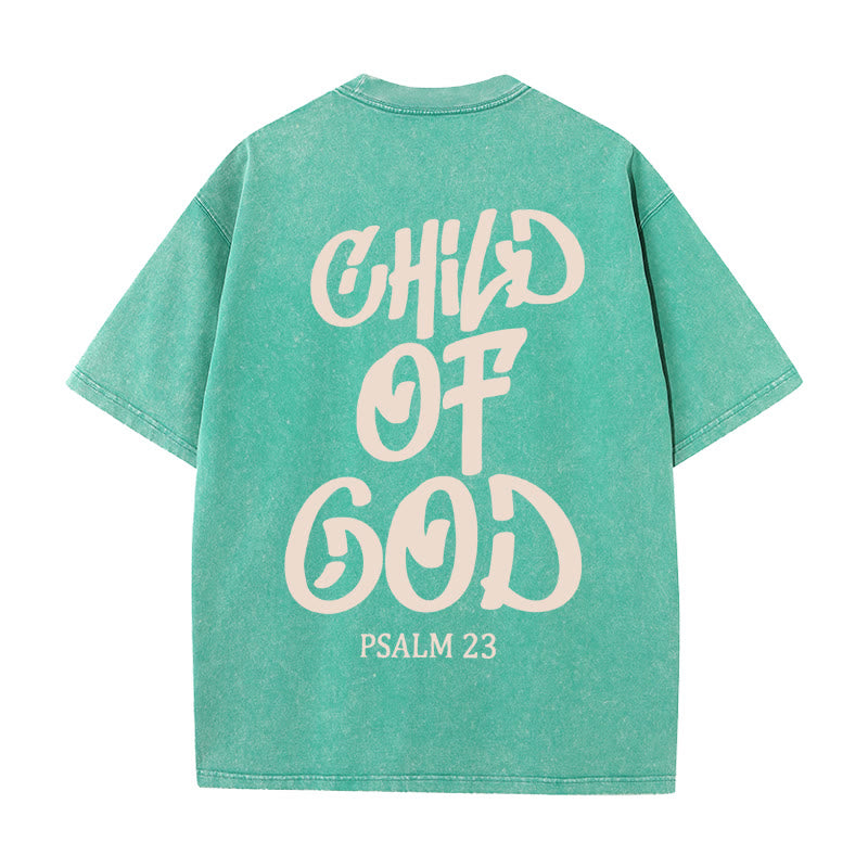 Christianartworkshop Schickes, spirituelles Kind Gottes, Psalm 23, gewaschenes Unisex-T-Shirt - Grün - 5XL - image 18