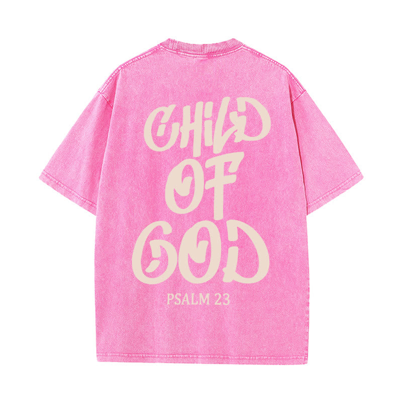 Christianartworkshop Schickes, spirituelles Kind Gottes, Psalm 23, gewaschenes Unisex-T-Shirt - Rosa - 5XL - image 20