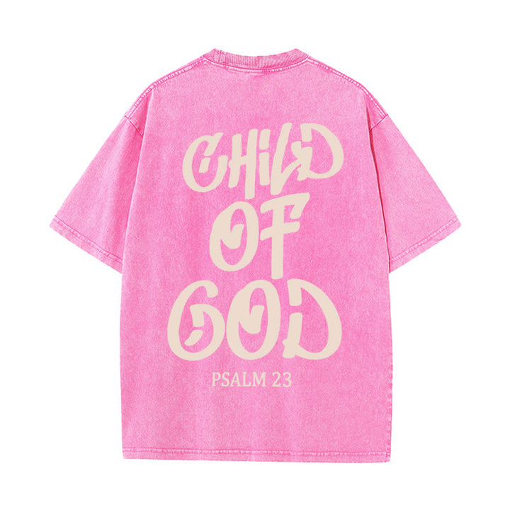 Christianartworkshop Schickes, spirituelles Kind Gottes, Psalm 23, gewaschenes Unisex-T-Shirt - Rosa - 5XL - image 19