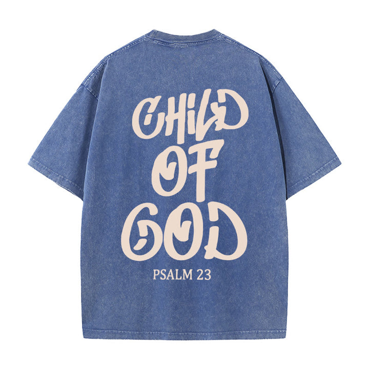 Christianartworkshop Schickes, spirituelles Kind Gottes, Psalm 23, gewaschenes Unisex-T-Shirt - Blau - 5XL - image 9