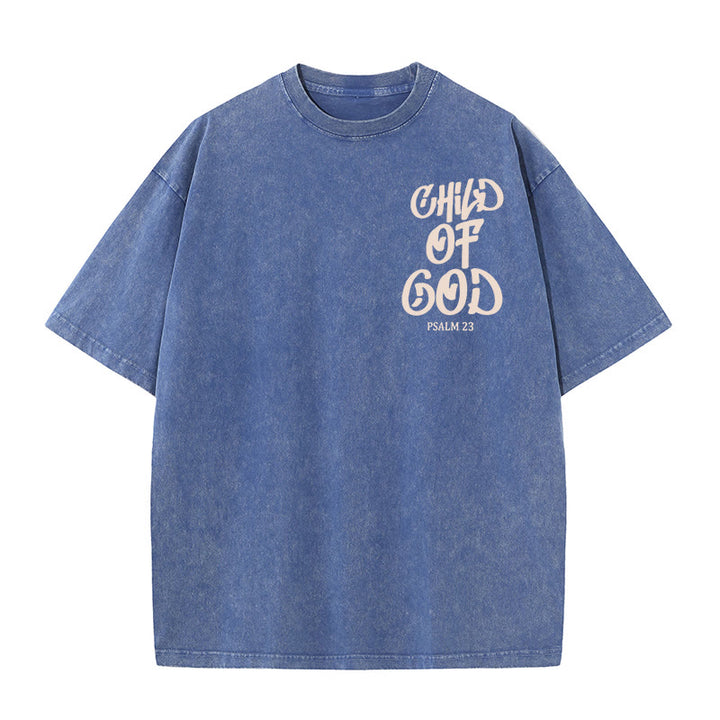 Christianartworkshop Schickes, spirituelles Kind Gottes, Psalm 23, gewaschenes Unisex-T-Shirt - image 10