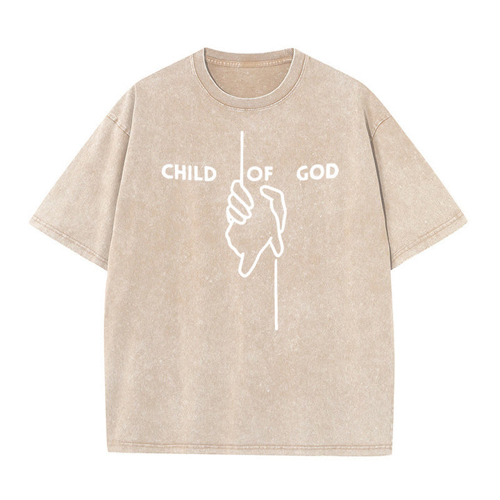Christianartworkshop Künstlerisches Kind Gottes Unisex gewaschenes T-Shirt: Hand - Kreuz-Design und ewiger Glaube - Aprikose - 5XL - image 9