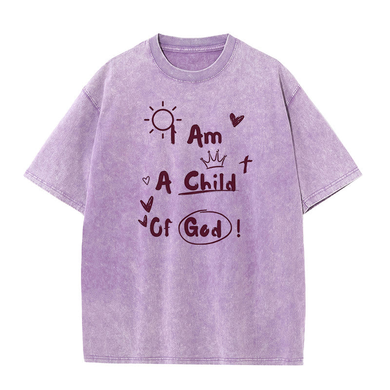 Christianartworkshop Lebendiger Doodle-Stil Ich bin ein Kind Gottes, gewaschenes T-Shirt - Lila - 5XL - image 8