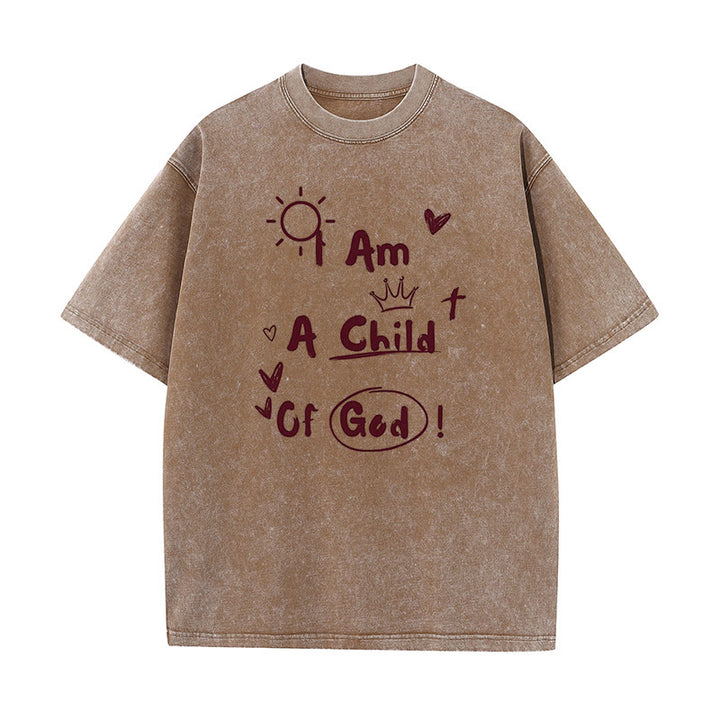 Christianartworkshop Lebendiger Doodle-Stil Ich bin ein Kind Gottes, gewaschenes T-Shirt - Kaffee - 5XL - image 10