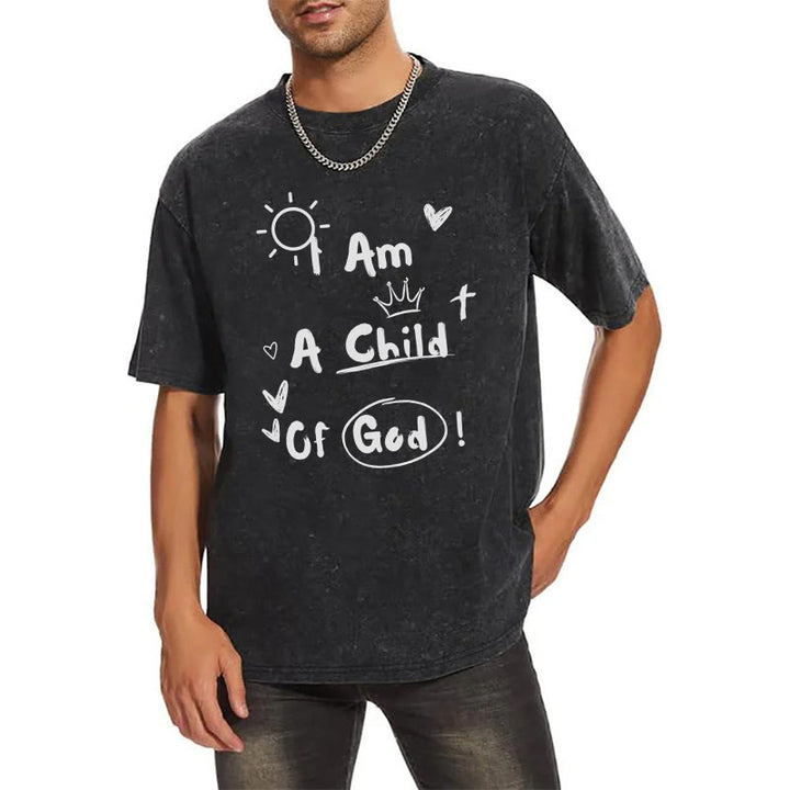 Christianartworkshop Lebendiger Doodle-Stil Ich bin ein Kind Gottes, gewaschenes T-Shirt - image 4