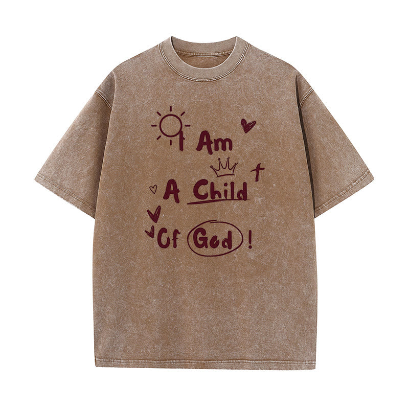 Christianartworkshop Lebendiger Doodle-Stil Ich bin ein Kind Gottes, gewaschenes T-Shirt - Kaffee - 5XL - image 9