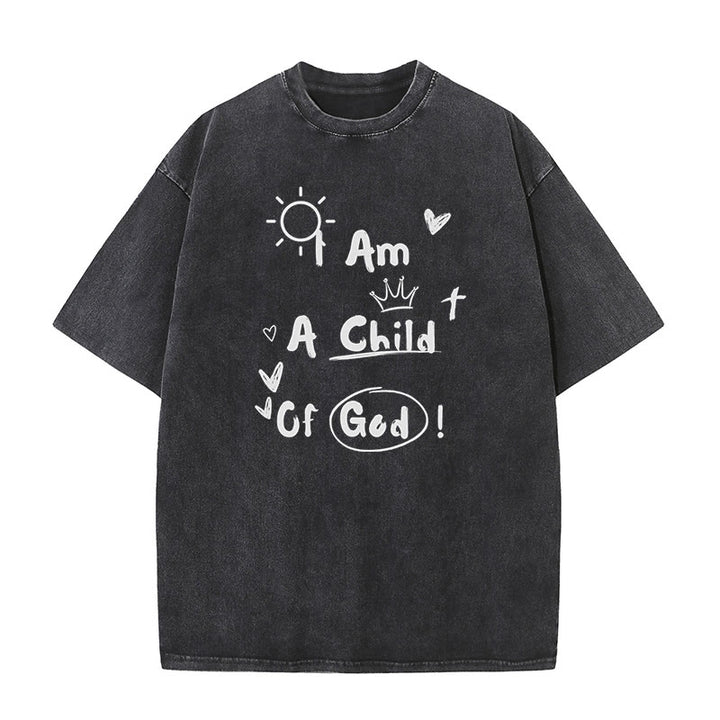 Christianartworkshop Lebendiger Doodle-Stil Ich bin ein Kind Gottes, gewaschenes T-Shirt - Schwarz - 5XL - image 3
