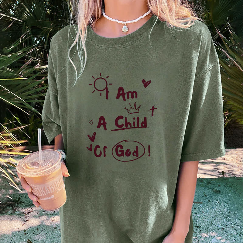 Christianartworkshop Lebendiger Doodle-Stil Ich bin ein Kind Gottes, gewaschenes T-Shirt - image 6