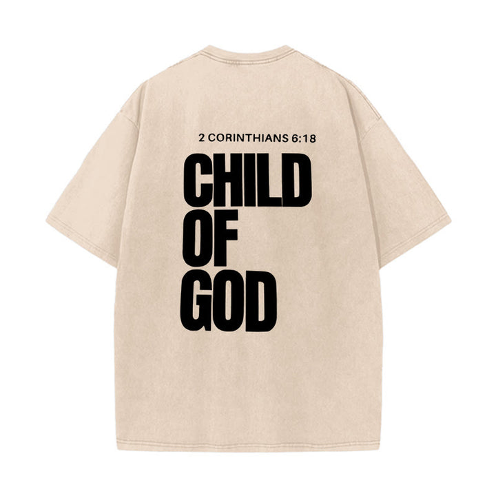 Christianartworkshop Minimalistisches Child of God Unisex Washed T-Shirt: Mutiger Glaube an sauberes Design - Aprikose - 5XL - image 14