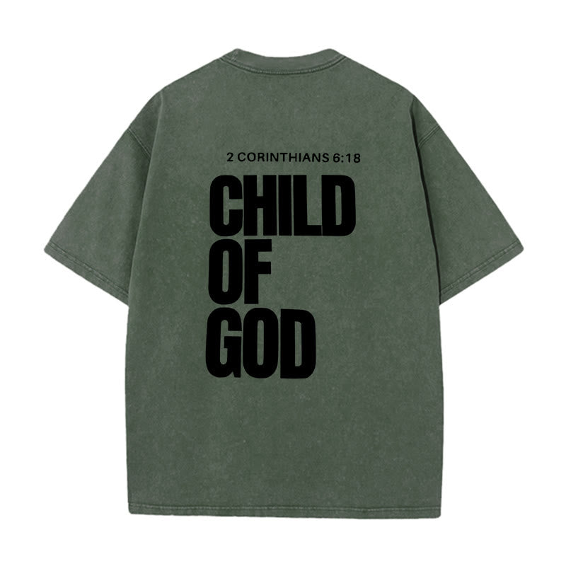 Christianartworkshop Minimalistisches Child of God Unisex Washed T-Shirt: Mutiger Glaube an sauberes Design - Armeegrün - 5XL - image 5