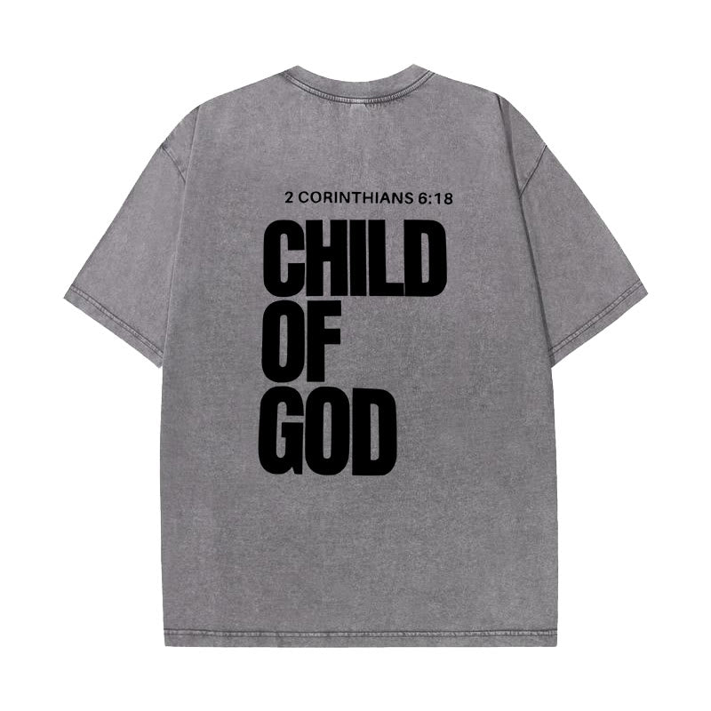 Christianartworkshop Minimalistisches Child of God Unisex Washed T-Shirt: Mutiger Glaube an sauberes Design - Grau - 5XL - image 8