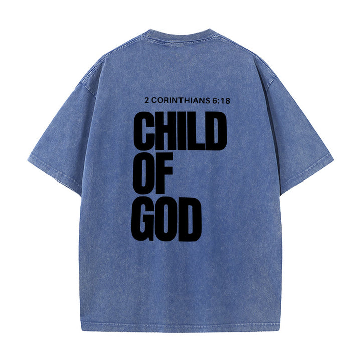 Christianartworkshop Minimalistisches Child of God Unisex Washed T-Shirt: Mutiger Glaube an sauberes Design - Blau - 5XL - image 9