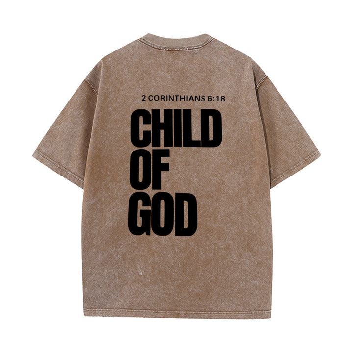Christianartworkshop Minimalistisches Child of God Unisex Washed T-Shirt: Mutiger Glaube an sauberes Design - Kaffee - 5XL - image 16