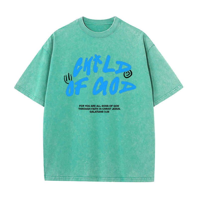 Christianartworkshop Lebendiger Graffiti-Stil Child of God Unisex Washed T-Shirt - Grün - 5XL - image 11