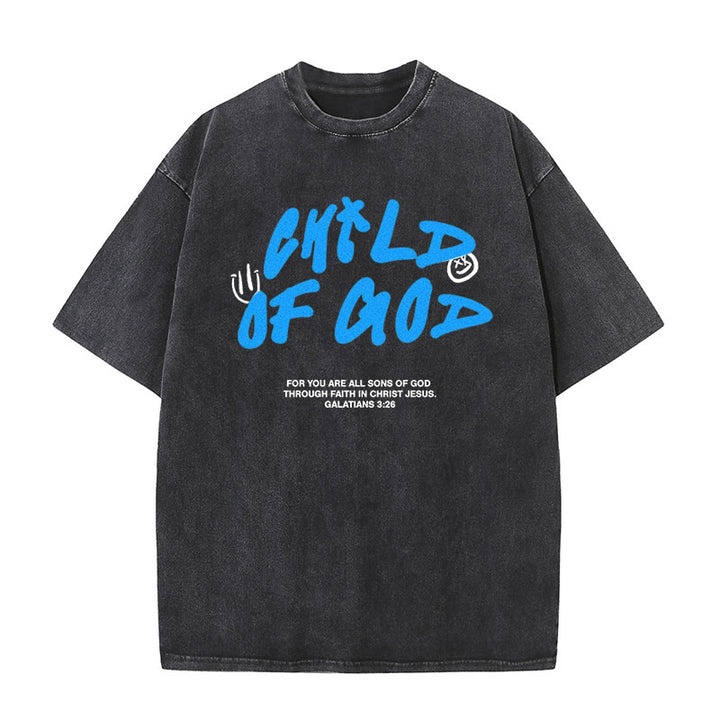 Christianartworkshop Lebendiger Graffiti-Stil Child of God Unisex Washed T-Shirt - Schwarz - 5XL - image 1
