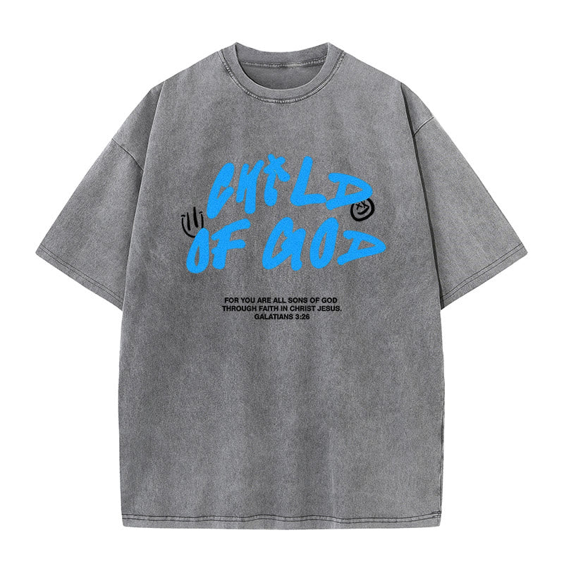 Christianartworkshop Lebendiger Graffiti-Stil Child of God Unisex Washed T-Shirt - Grau - 5XL - image 6