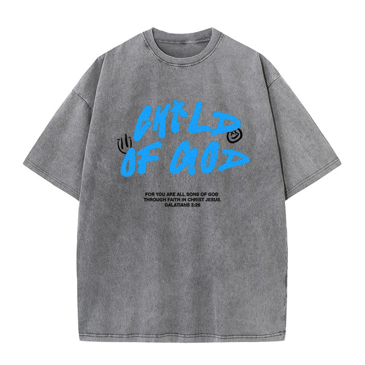 Christianartworkshop Lebendiger Graffiti-Stil Child of God Unisex Washed T-Shirt - Grau - 5XL - image 6