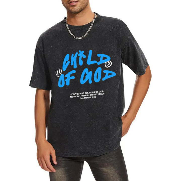 Christianartworkshop Lebendiger Graffiti-Stil Child of God Unisex Washed T-Shirt - image 2