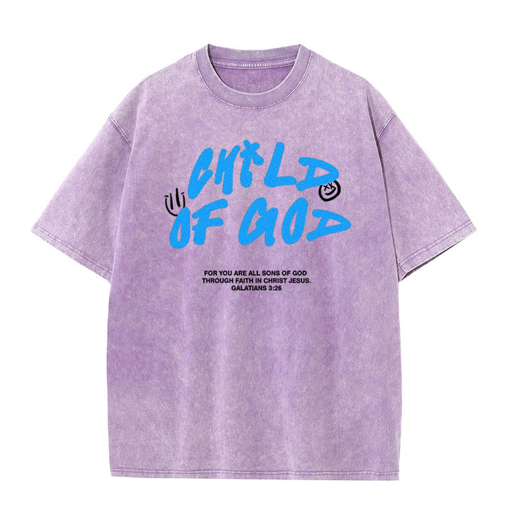 Christianartworkshop Lebendiger Graffiti-Stil Child of God Unisex Washed T-Shirt - Lila - 5XL - image 8