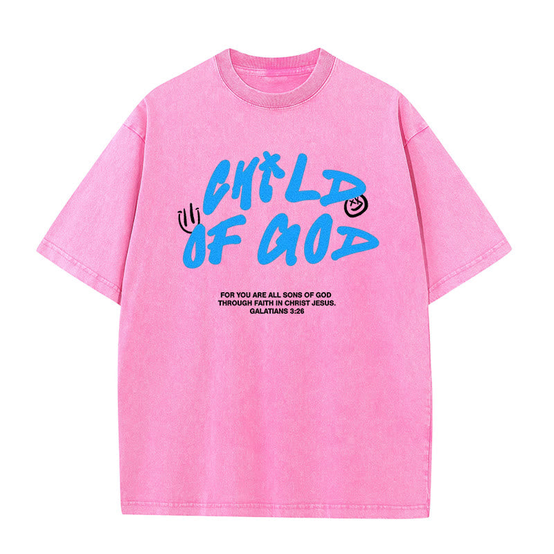 Christianartworkshop Lebendiger Graffiti-Stil Child of God Unisex Washed T-Shirt - Rosa - 5XL - image 11