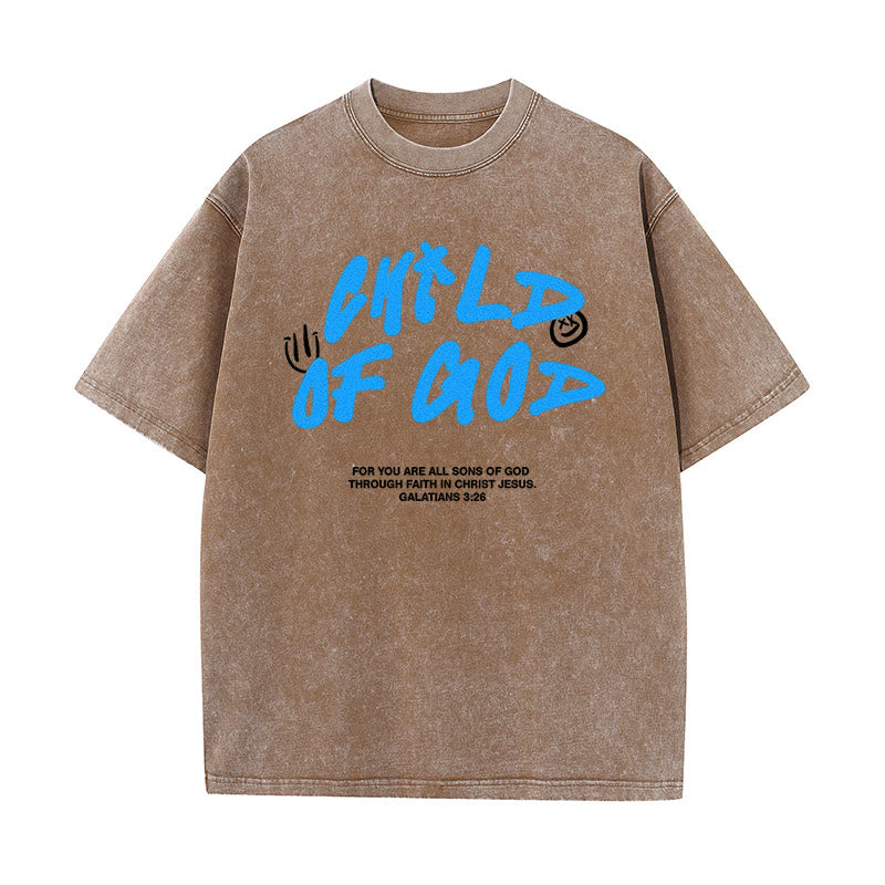 Christianartworkshop Lebendiger Graffiti-Stil Child of God Unisex Washed T-Shirt - Kaffee - 5XL - image 10