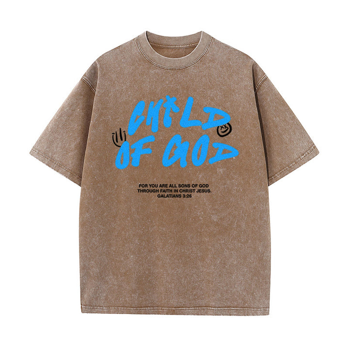 Christianartworkshop Lebendiger Graffiti-Stil Child of God Unisex Washed T-Shirt - Kaffee - 5XL - image 10