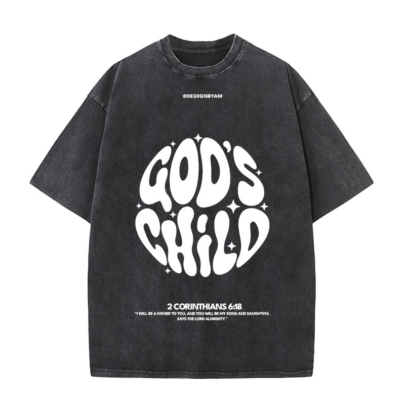 Christianartworkshop Unisex-T-Shirt im Retro-Psychedelic-Stil, Child of God, gewaschen - Schwarz - 5XL - image 2