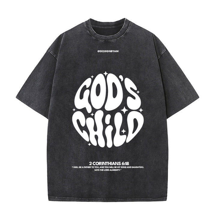Christianartworkshop Unisex-T-Shirt im Retro-Psychedelic-Stil, Child of God, gewaschen - Schwarz - 5XL - image 2