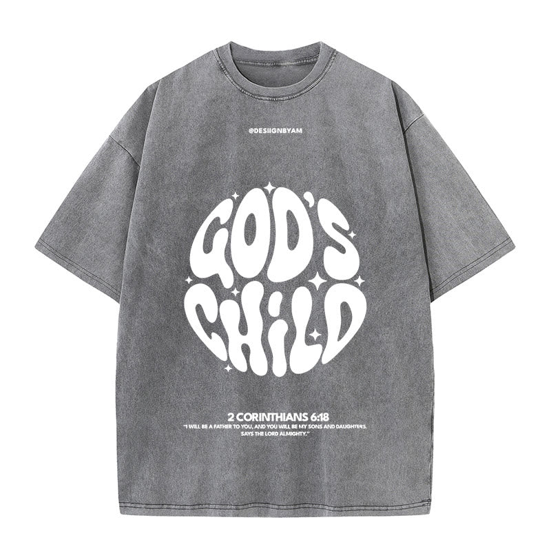 Christianartworkshop Unisex-T-Shirt im Retro-Psychedelic-Stil, Child of God, gewaschen - Grau - 5XL - image 7