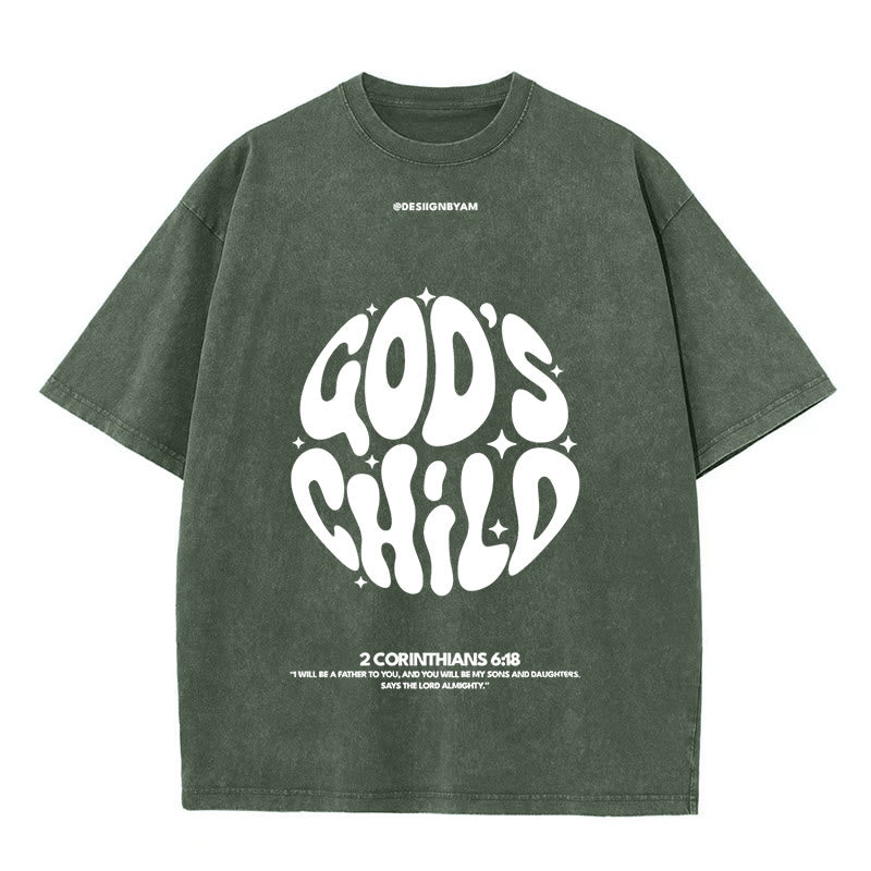 Christianartworkshop Unisex-T-Shirt im Retro-Psychedelic-Stil, Child of God, gewaschen - Armeegrün - 5XL - image 5