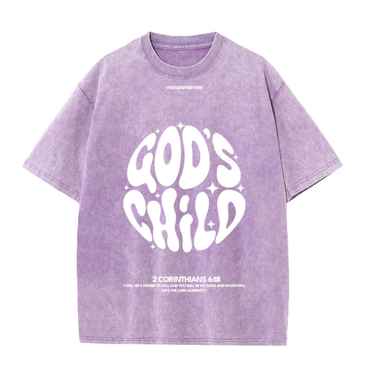 Christianartworkshop Unisex-T-Shirt im Retro-Psychedelic-Stil, Child of God, gewaschen - Lila - 5XL - image 9