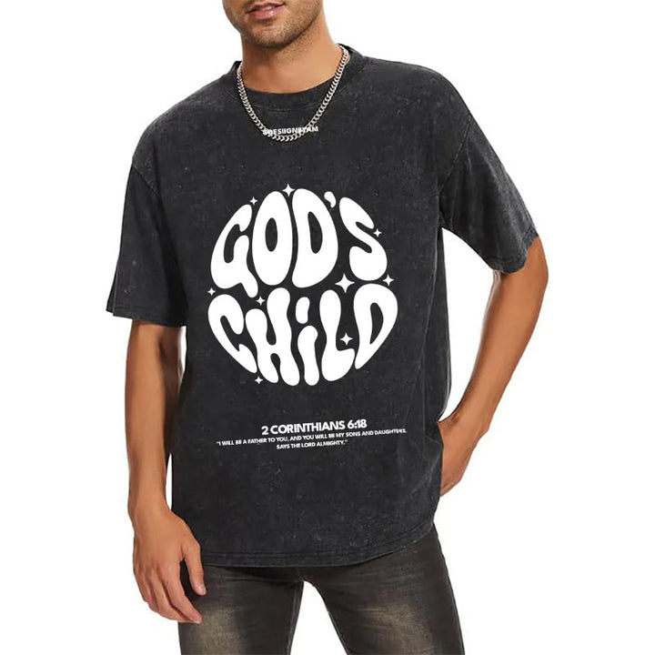Christianartworkshop Unisex-T-Shirt im Retro-Psychedelic-Stil, Child of God, gewaschen - image 2