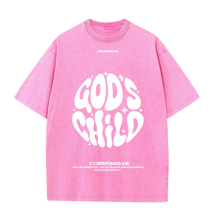 Christianartworkshop Unisex-T-Shirt im Retro-Psychedelic-Stil, Child of God, gewaschen - Rosa - 5XL - image 11