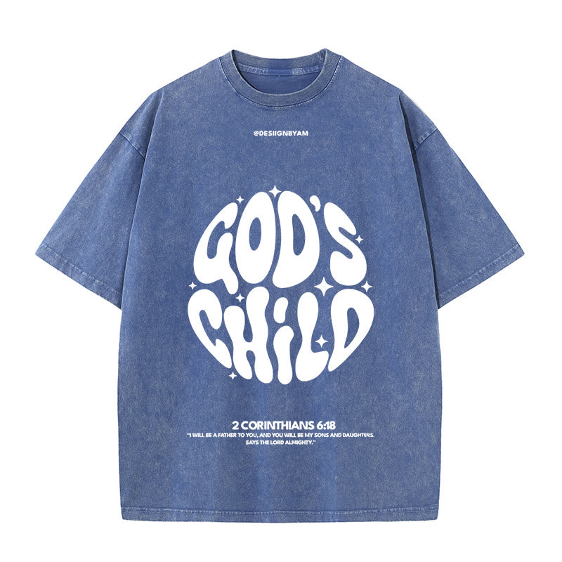 Christianartworkshop Unisex-T-Shirt im Retro-Psychedelic-Stil, Child of God, gewaschen - Blau - 5XL - image 7