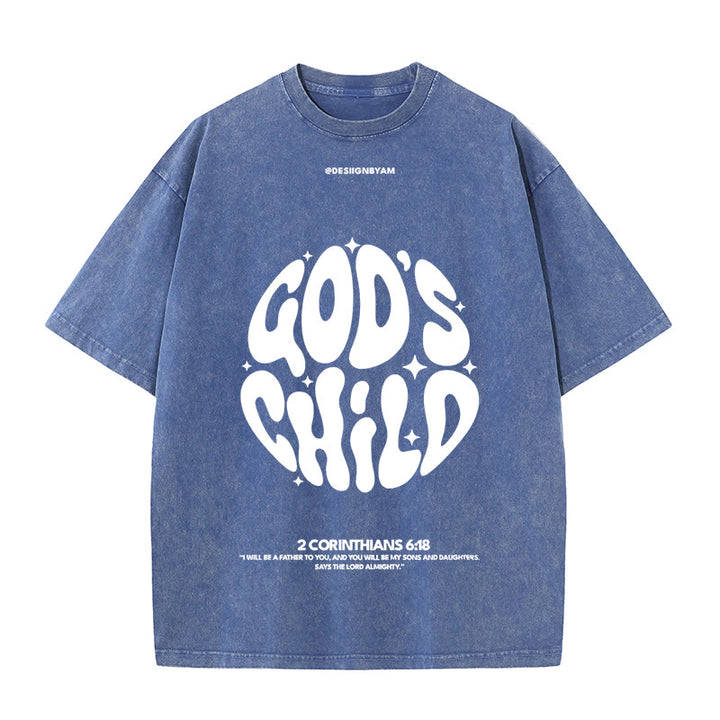 Christianartworkshop Unisex-T-Shirt im Retro-Psychedelic-Stil, Child of God, gewaschen - Blau - 5XL - image 7