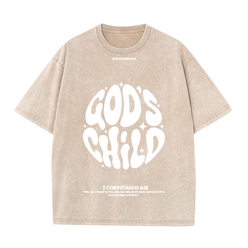 Christianartworkshop Unisex-T-Shirt im Retro-Psychedelic-Stil, Child of God, gewaschen - Aprikose - 5XL - image 10