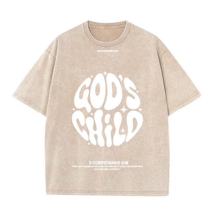 Christianartworkshop Unisex-T-Shirt im Retro-Psychedelic-Stil, Child of God, gewaschen - Aprikose - 5XL - image 10
