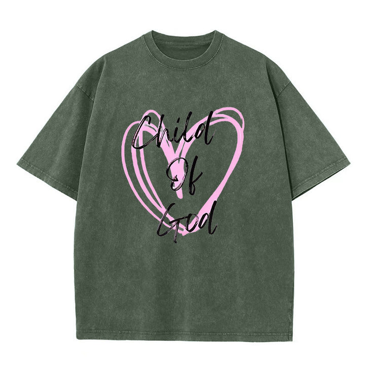Christianartworkshop Romantisches Kind Gottes mit Heiligem Herzen Unisex gewaschenes T-Shirt - Armeegrün - 5XL - image 4