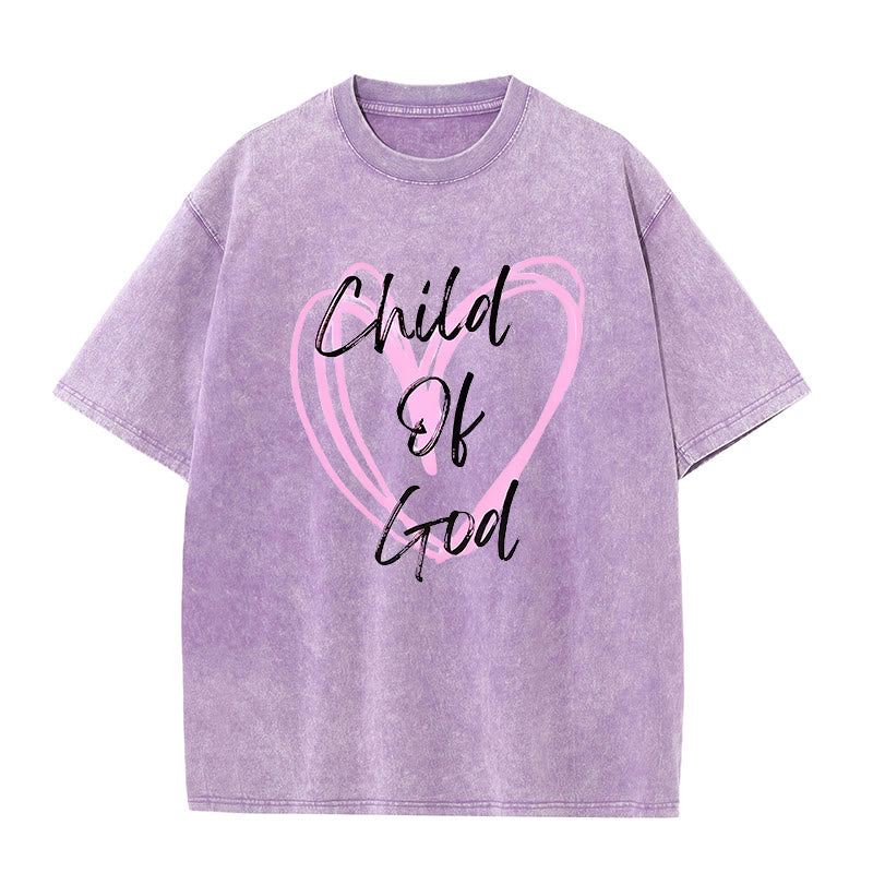 Christianartworkshop Romantisches Kind Gottes mit Heiligem Herzen Unisex gewaschenes T-Shirt - Lila - 5XL - image 8