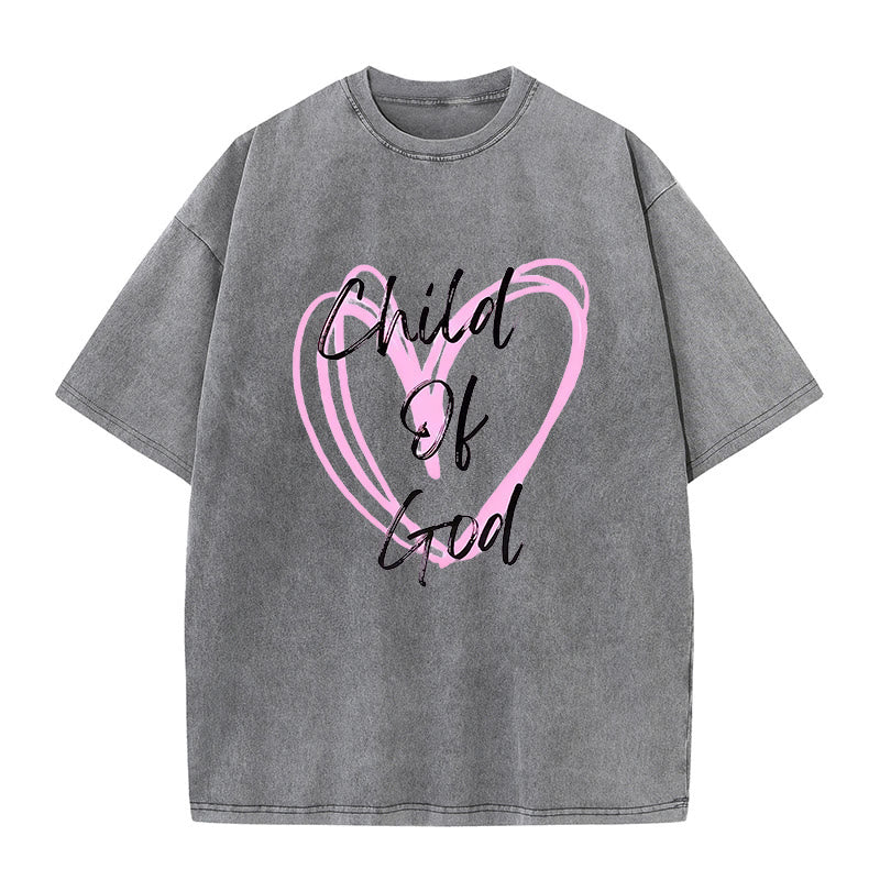 Christianartworkshop Romantisches Kind Gottes mit Heiligem Herzen Unisex gewaschenes T-Shirt - Grau - 5XL - image 6