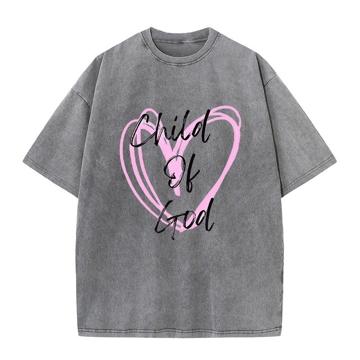 Christianartworkshop Romantisches Kind Gottes mit Heiligem Herzen Unisex gewaschenes T-Shirt - Grau - 5XL - image 6