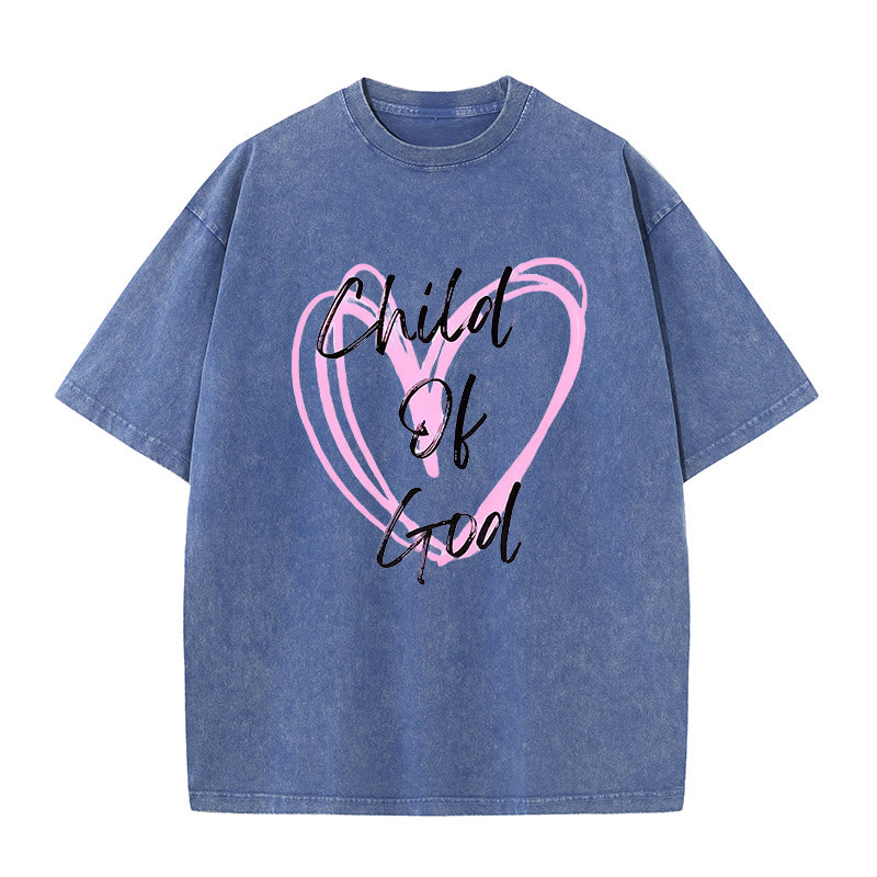 Christianartworkshop Romantisches Kind Gottes mit Heiligem Herzen Unisex gewaschenes T-Shirt - Blau - 5XL - image 7